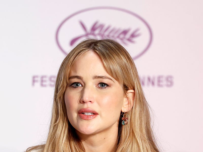 Jennifer Lawrence speaks during the 'Die My Love' press conference.
