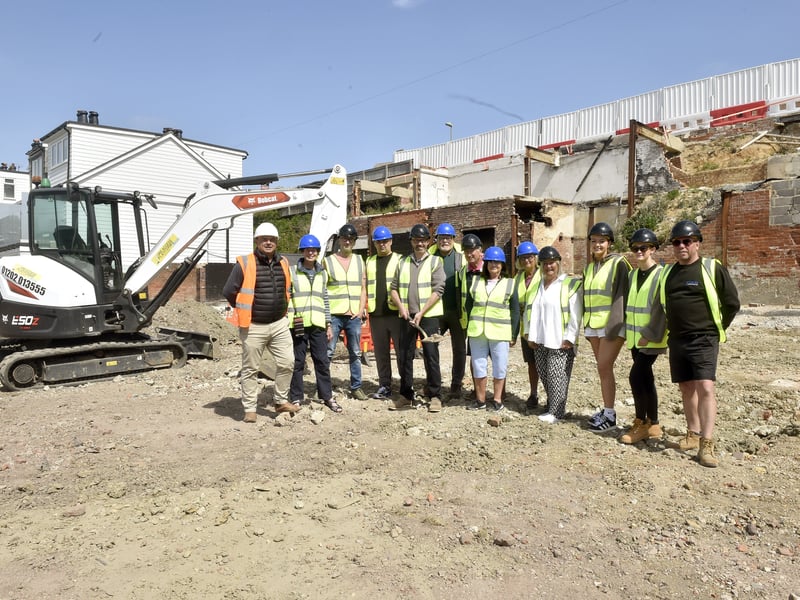 Pictured is: (fifth from left) Steve Young, general manager of the Osborne View with staff, residents and PSE Associates at the ground breaking ceremony.
Picture: Sarah Standing (150525-3287)