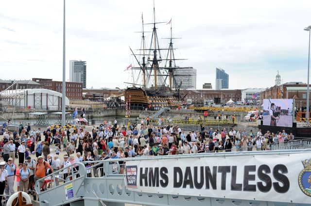 Navy Days 2010 at the Portsmouth Naval Base. Pictured is the queue for HMS Dauntless.
