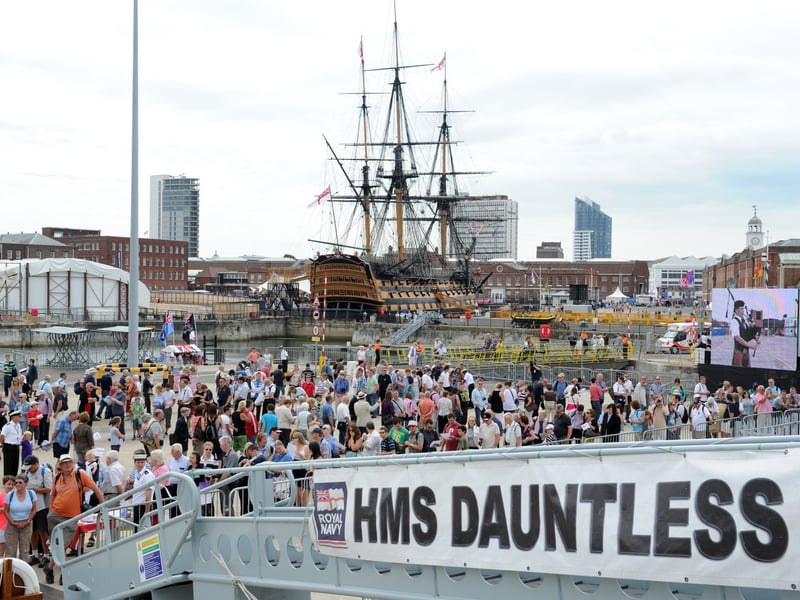 Navy Days 2010 at the Portsmouth Naval Base. Pictured is the queue for HMS Dauntless.