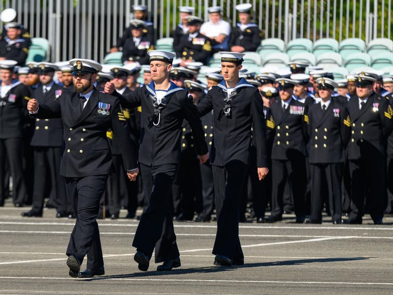 The parade at HMS Collingwood where the shore establishment hosted the Royal Navy Rear Admiral.