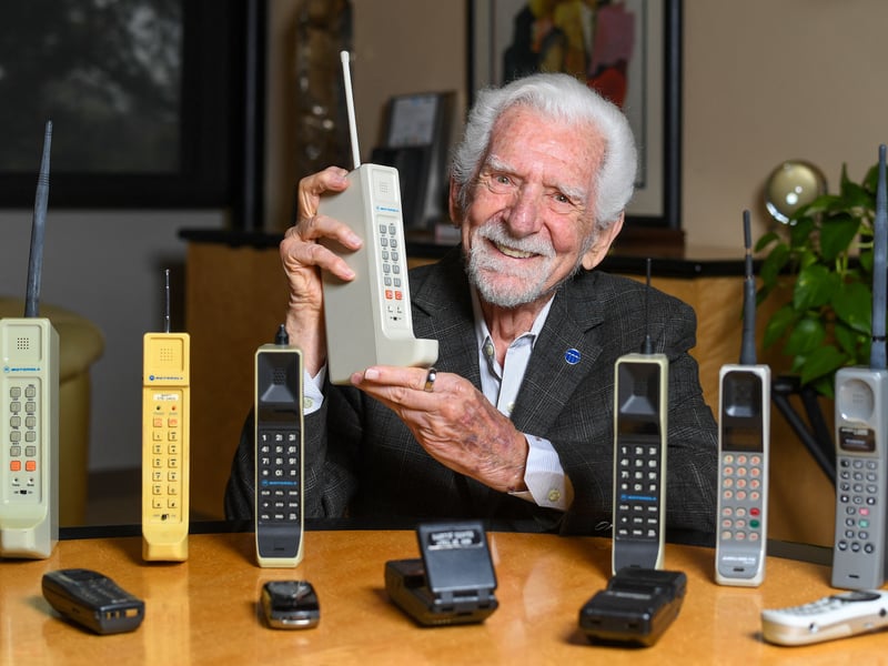 The mobile phone, as we know it, was invented in 1973. It was on April 3 that year that Martin Cooper, who worked for Motorola, made the first ever mobile phone call, to a rival at Bell Laboratories, using a phone much like the one he is pictured holding here. It was another 11 years until that phone finally went on public sale, as the Motorola Dynatac 8000X, costing a whopping $3,995 - equivalent to around £9,228 today.