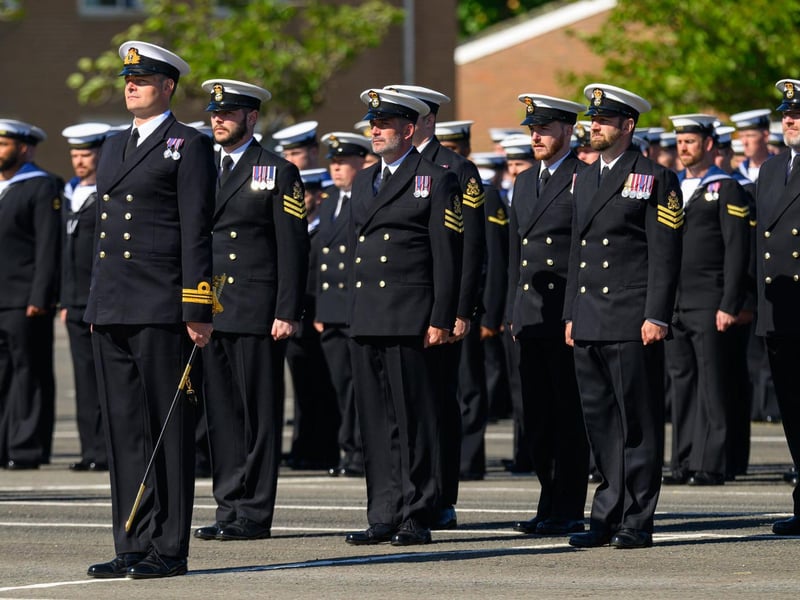The parade at HMS Collingwood where the shore establishment hosted the Royal Navy Rear Admiral.