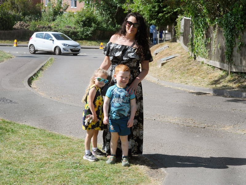 Pictured is: Emily Hood from Waltham Chase with her daughter Willow Bunce (4) and nephew Bobby Jones (4).
Picture: Sarah Standing (200525-7027)