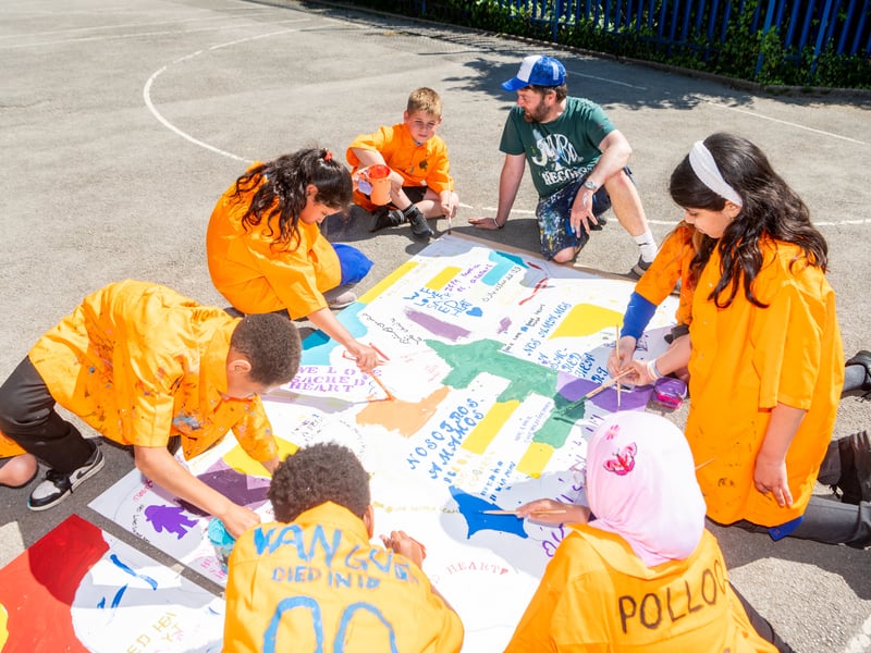 Burley Banksy guided pupils to create a striking visual artwork that will be visible to the local community.
