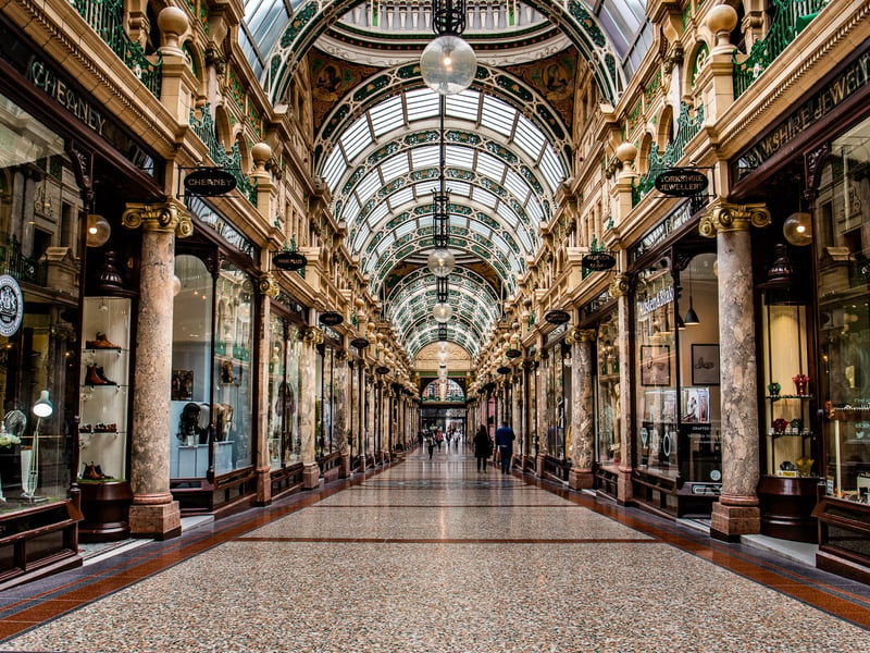 Steeped in history and dating back to the 1800s, the Leeds Victoria Quarter is covered by one of Europe’s largest stained-glass windows and recognised for its gold-gilded arches, terracotta facades, historic mosaics and architectural intricacies.