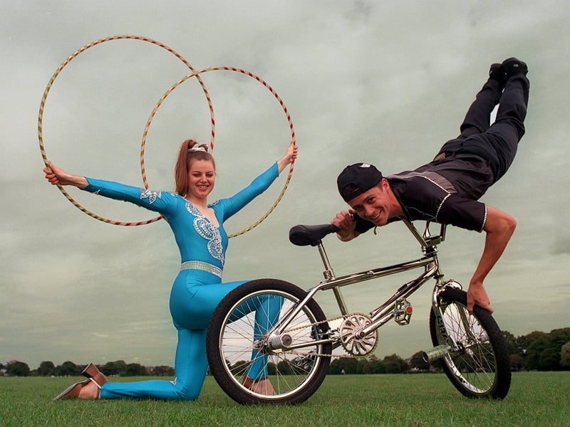September 1999 and The Netherlands Circus were visiting Harrogate and performing on The Stray for the first time. Pictured, from left, are Helena Suvova and Rob Alton.