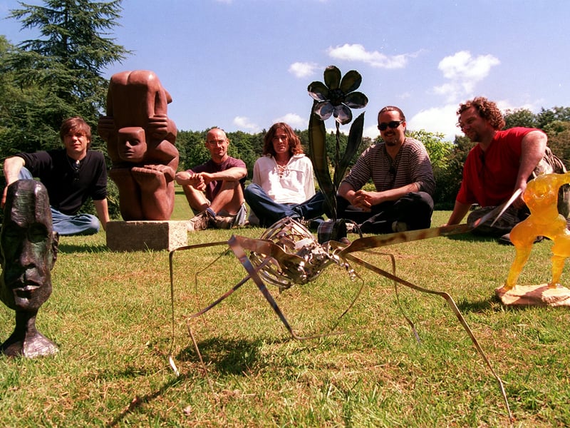 Sculptors and some of their works that are part of a summer exhibition at Harlow Carr Gardens in July 1999. Pictured, from left, are Sam Baxter, Danny Clahane, Daz, Tony Hird and Steve Blaylock.