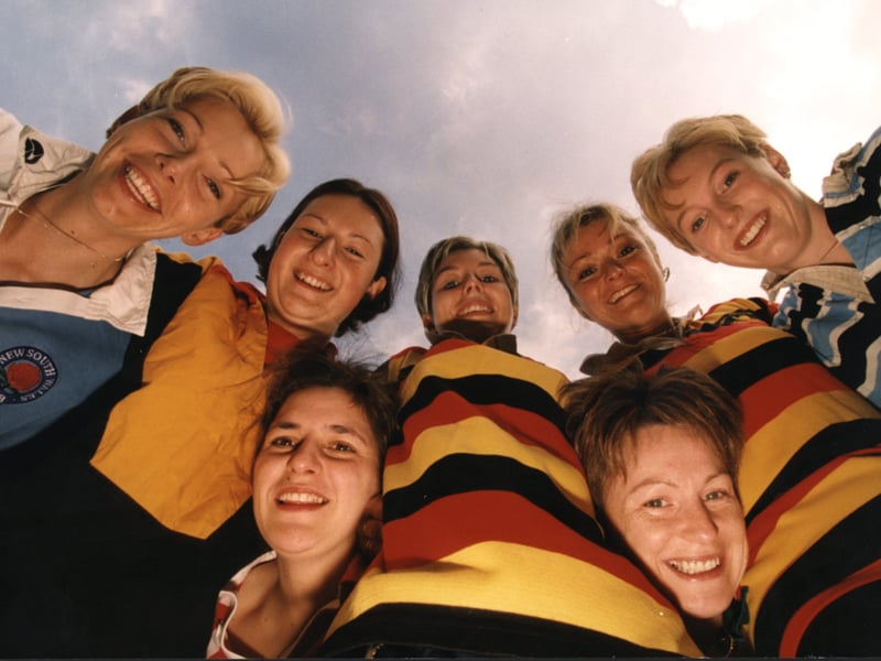 Having a ball! Members of Harrogate Ladies Rugby Club were on the look-out for new members in June 1999.