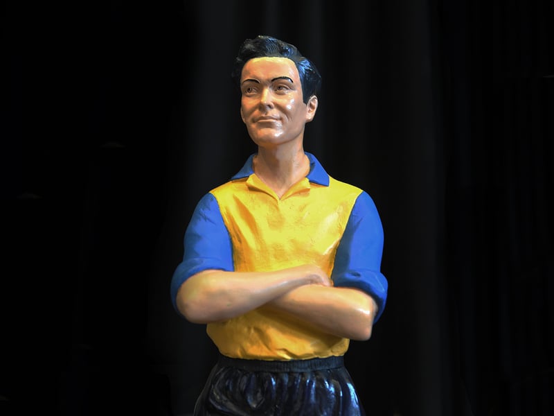 A statue of a Leeds United player from days gone by.