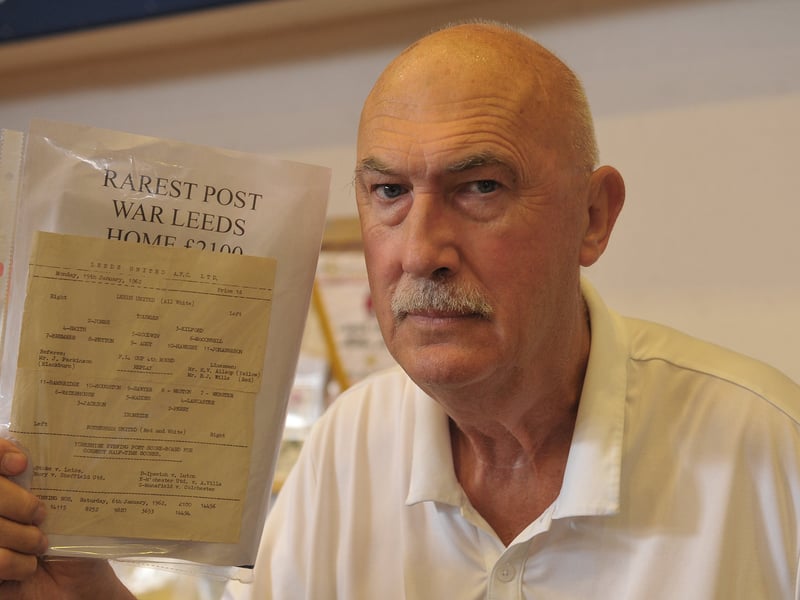 Organiser Michael Hewitt with the rarest Post War Leeds United programme against Rotherham in the Football League Cup 1962.