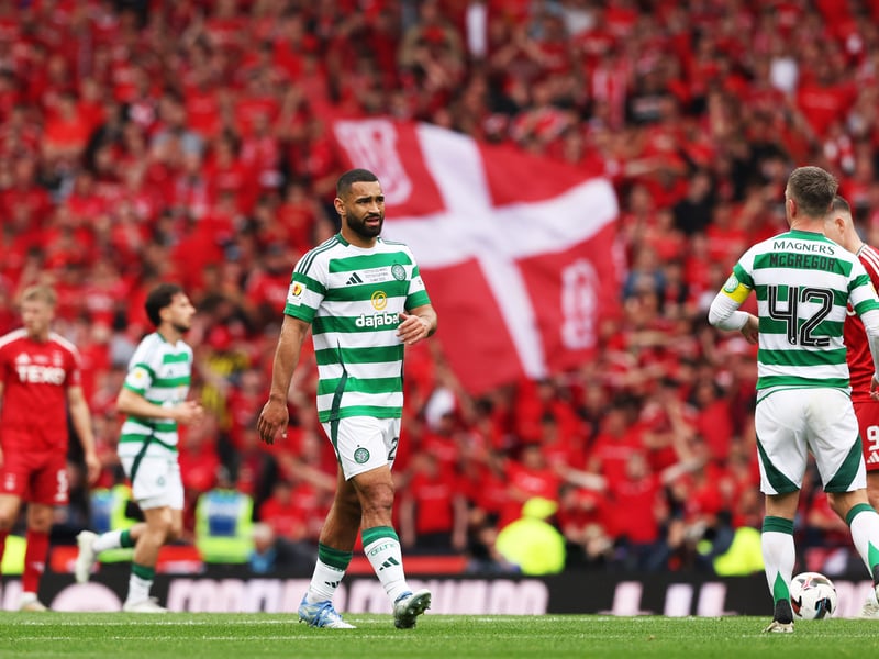 Was credited by the Hampden Tannoy announcer as the scorer of Celtic's opener when he got his head to Arne Engels' corner kick, but it was deflected in for an own goal. So strong at the back, whenever an Aberdeen attack came into his area it was stopped dead in its tracks - 8