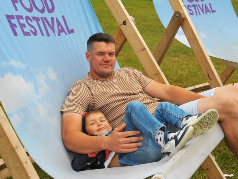 Mathew Jowsey and son Edward Jowcey-Jones, four, of Pontefract find time to relax.