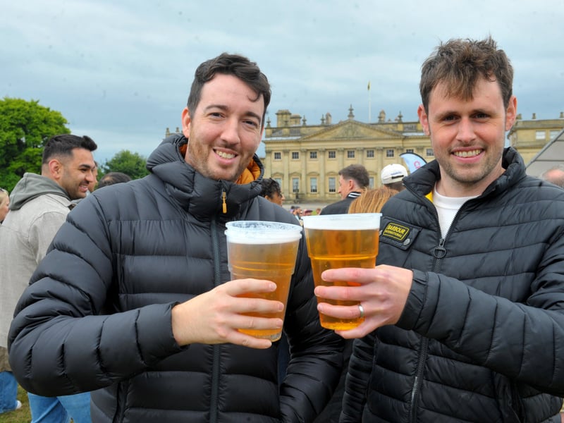 Cheers Phil Kelly and Scott Musgrave enjoy a beer at The  Great British Food Festival.