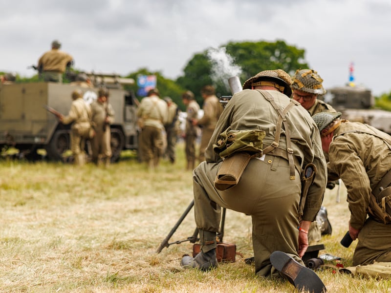 Pictured: Solders during the main battle with many loud gunfire and explosions 
Picture: Marcin Jedrysiak