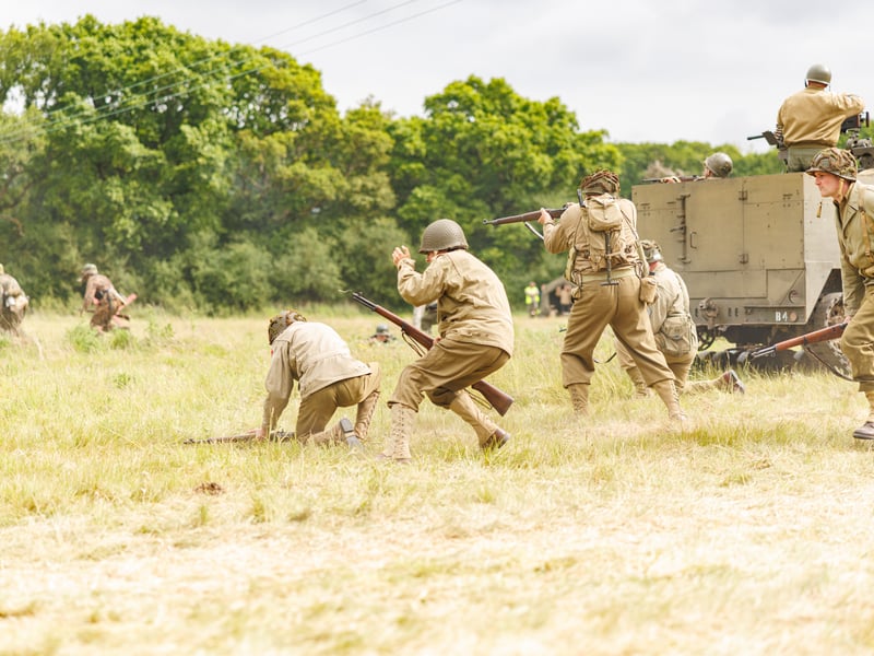 Pictured: Solders during the main battle with many loud gunfire and explosions 
Picture: Marcin Jedrysiak
