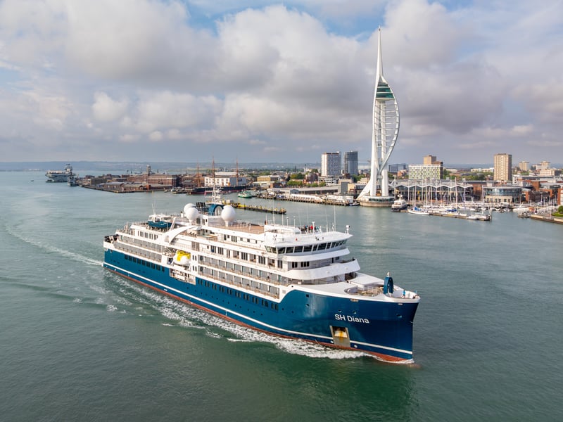 The luxury Swan Hellenic cruise ship SH Diana making her maiden call into Portsmouth.