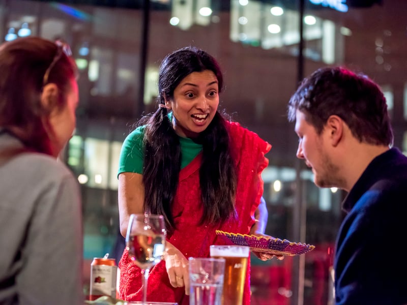 Lucky Tonight is billed as an "hilarious, interactive pub quiz-cum-theatre show" written and performed by Afreena Islam-Wright. Audiences join the quizmaster Afreena, a former contestant on The Chase, as she unpacks her identity across cultures and generations, from Old Trafford to Chittagong.
