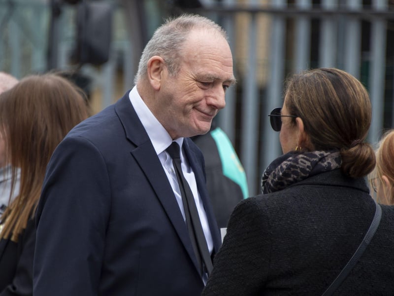 Former Hibernian chairman Rod Petrie and Hibernian director Kit Gordon arrived before the funeral procession.