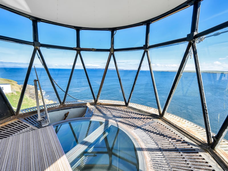 Endless views of sea and skies are naturally included in the sale of Holborn Head Lighthouse. The old lamp room is now used as a lookout and observatory.