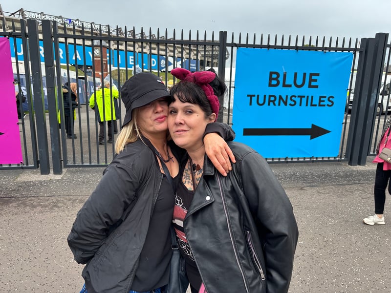 Amber Smith, right, has recently moved to Scotland from California and the concert was a surprise treat from her friend Tina from Belfast, left.  Amber says her favourite song is Angel, which she listened to 15 times yesterday.