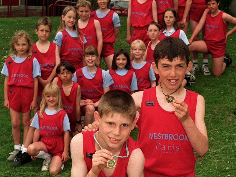 Westbrook Lane Primary School, Horsforth U-11s running team. Pictured is at the front is James Milner.