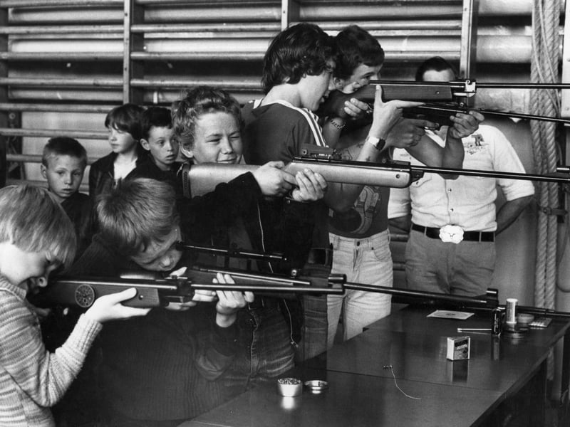 Youngsters taking aim as they have a go at rifle shooting at Boldon Comprehensive.