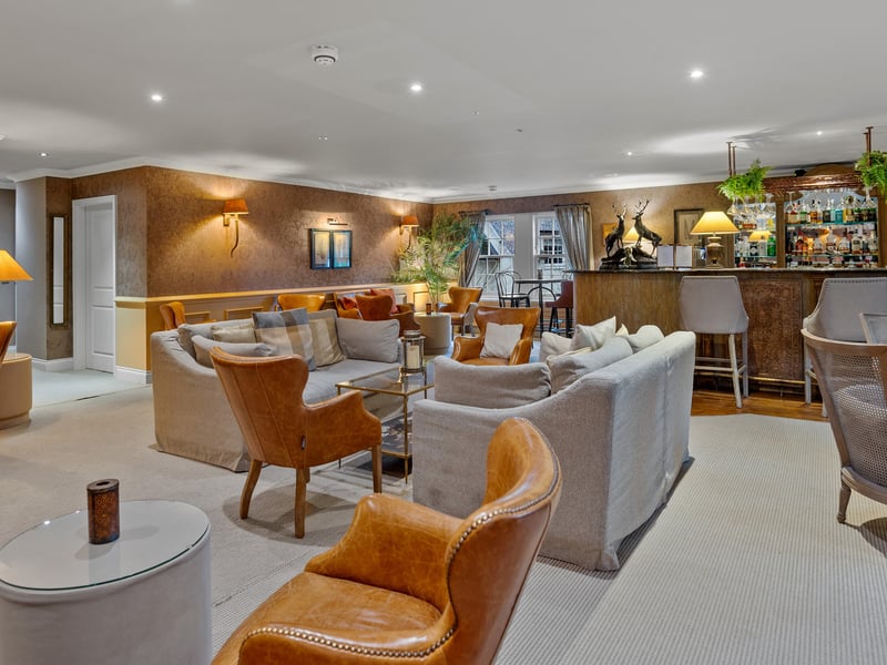 A cosy lounge and bar with a feature fireplace offers an ideal setting for evening drinks, while a bright, tranquil lounge beyond the main hall is ideal for morning coffee.