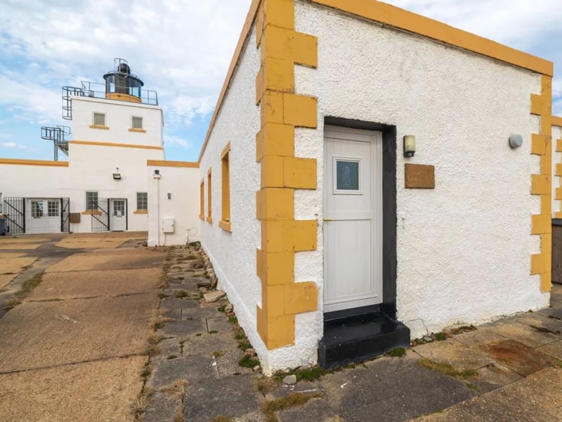 The entrance to this quirky studio flat at Strathy Point Lighthouse in the Scottish Highlands, which is listed for sale for offers over £75,000. It was viewed more times during May 2025 than any other property for sale on Zoopla.