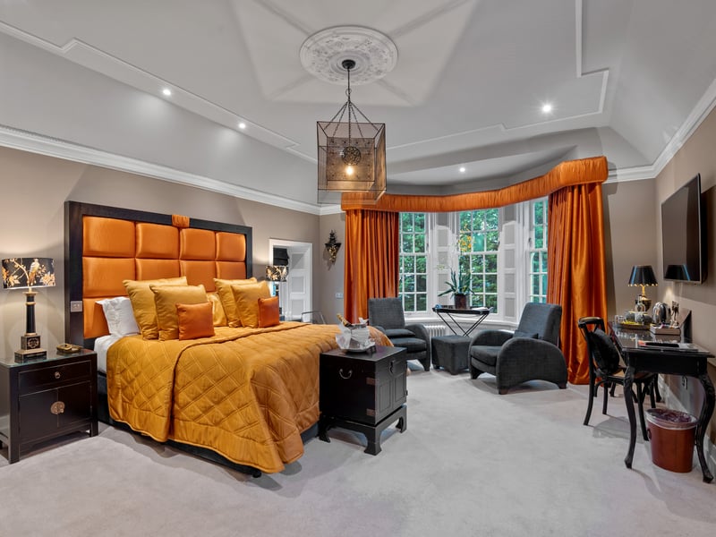 The 10 bedrooms in the main house all include en-suite bathrooms, and other features include the Garden Room - a beautifully designed orangery dining space - multiple lounges, and a well-equipped commercial kitchen installed as part of a major renovation and extension project.
