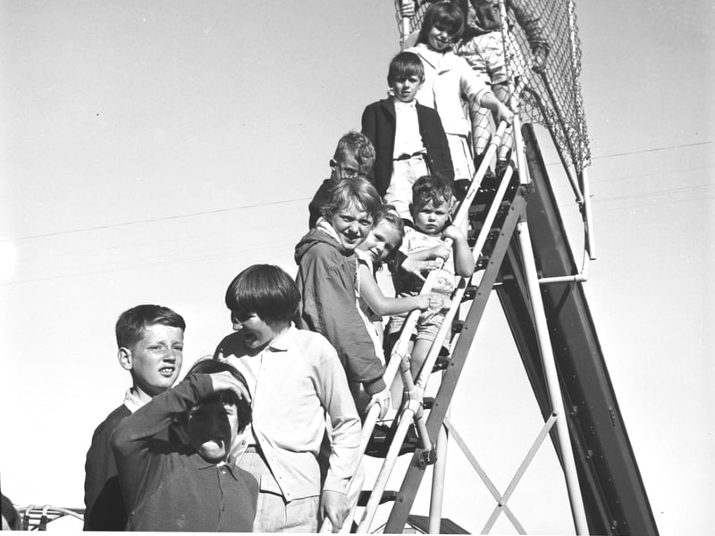 Children playing on the chute at Portobello in July 1966