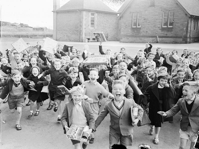Joy as school ends for the summer holidays and the race is on to get the summer started in Edinburgh in 1959