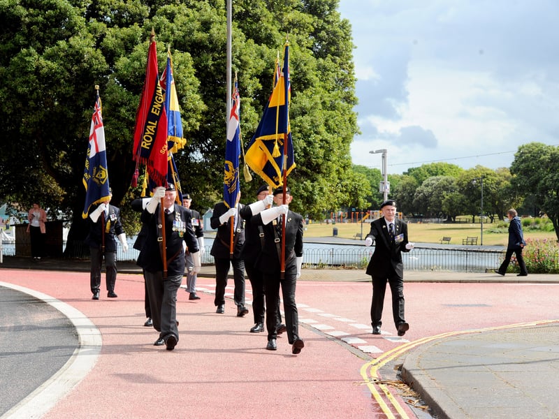 The annual D Day memorial service began with a march