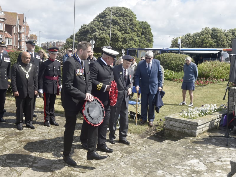 Pictured is: (right) Keith Whiting (99) D Day veteran.