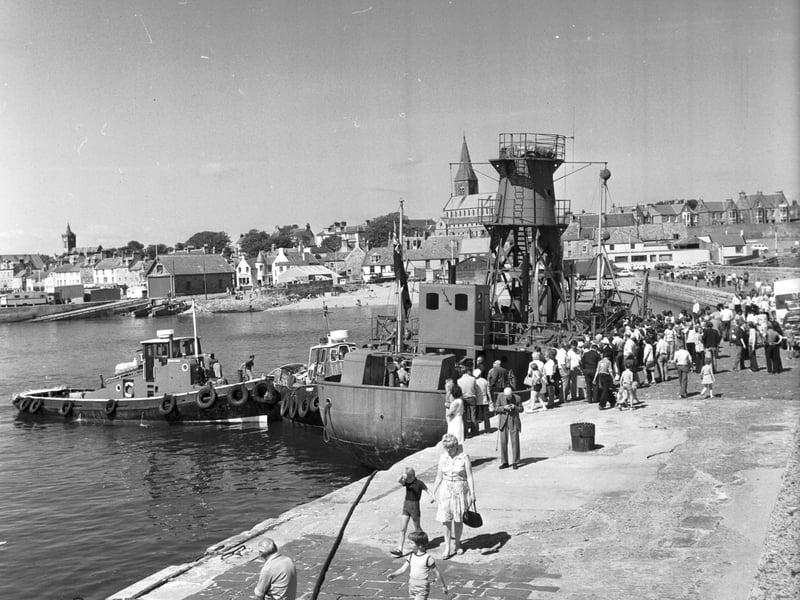 The North Carr lightship, a floating lighthouse which became a museum after being saved from the breakers yard, pictured at Anstruther, Fife, in July 1976. It was later moved to Dundee harbour.