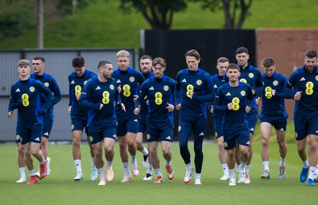 The Scotland team during a training session, at The City Stadium on Thursday. (Photo by Alan Harvey / SNS Group)