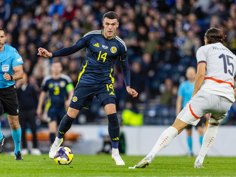 An excellent first start for Scotland. Created the opening goal when his sliced shot was directed in by Adams, before his high-pressing then ensured Scotland took full advantage of a poor goal kick from the Liechtenstein goalkeeper for the second. Positive throughout, he created five chances for his team and always wanted to get on the ball. Pulled off a sublime piece of skill on 68 minutes to showcase his limitless confidence.