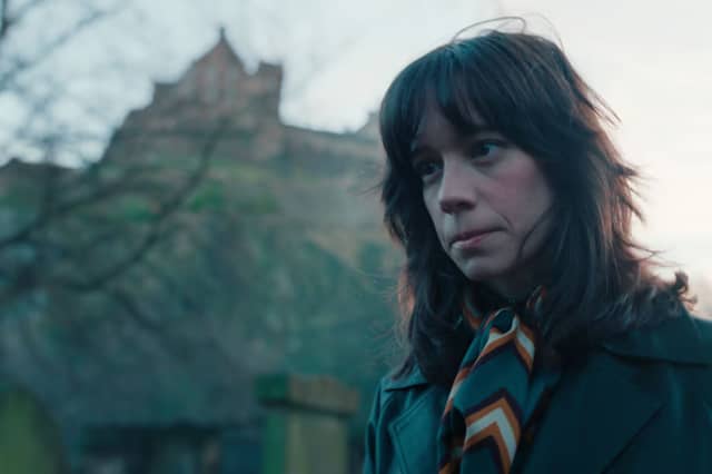 Merrit Lingard, played by Chloe Pirrie, pictured with Edinburgh Castle in the background. But where was the scene shot?