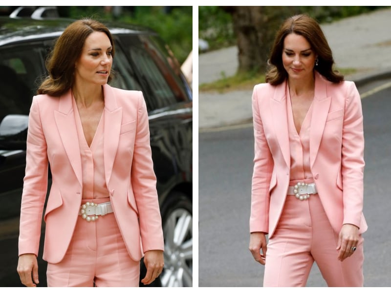 Catherine, Princess of Wales showed that pink can still be powerful when she wore a pink Alexander McQueen to visit the Foundling Museum in May 2023