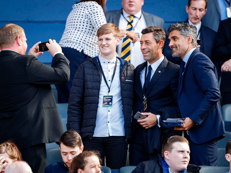 The-then Rangers manager Pedro Caixinha meets supporters before the game.