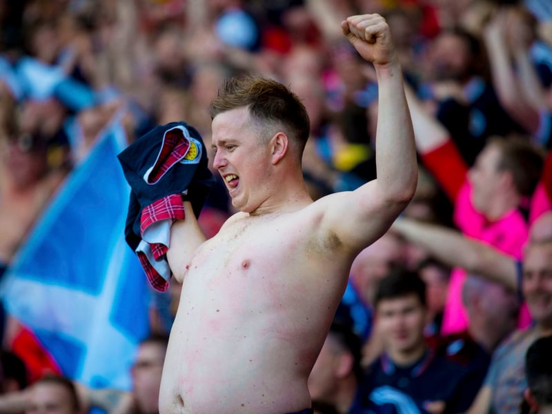 Another Scotland fan enjoys the Glasgow sun after Leigh Griffiths' memorable second goal against England.