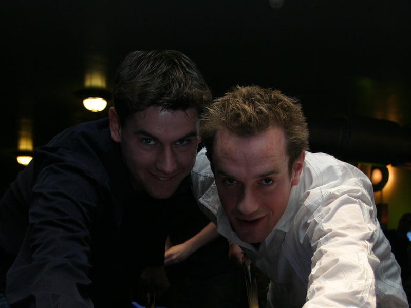 Tom and Dave at the pool table at the Cavendish pub, West Street, Sheffield, in 2004