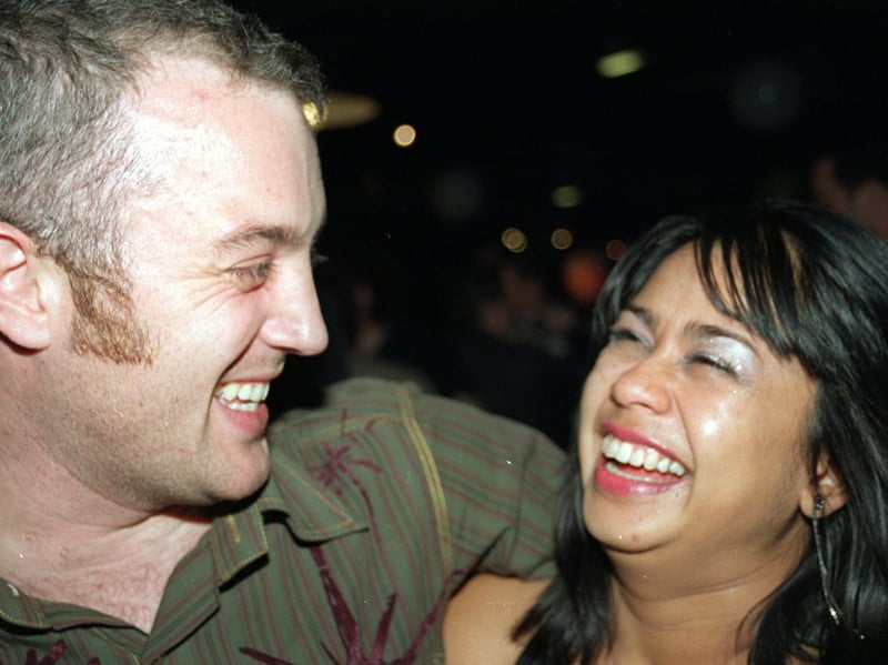 Darren Robinson and Ramila Patel at Varsity bar, West Street, Sheffield, in 2003
