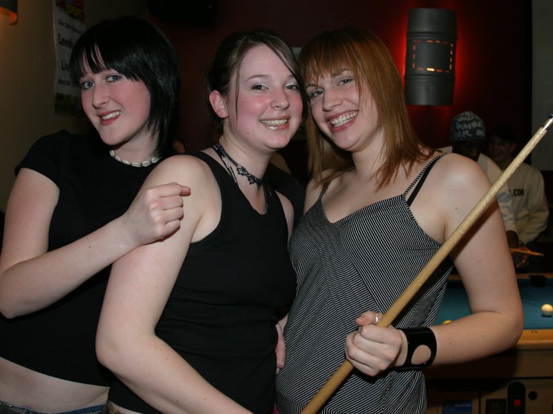 Caroline, Claire and Sarah at the Cavendish, West Street, Sheffield, in 2004