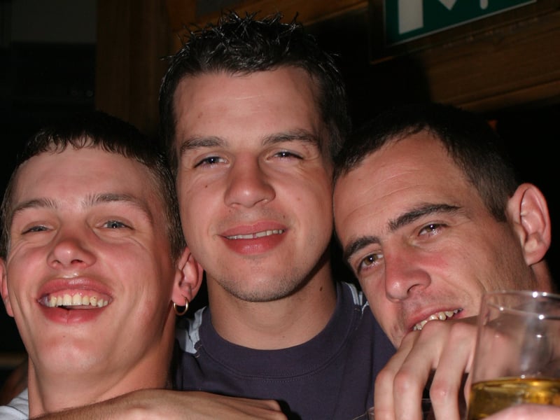 Dean, Ruy and Andy at Varsity bar, West Street, Sheffield, in 2004