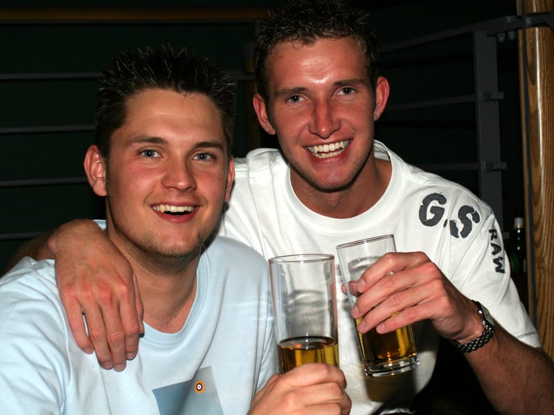 Dave and Ryan at Varsity bar, West Street, Sheffield, in 2004