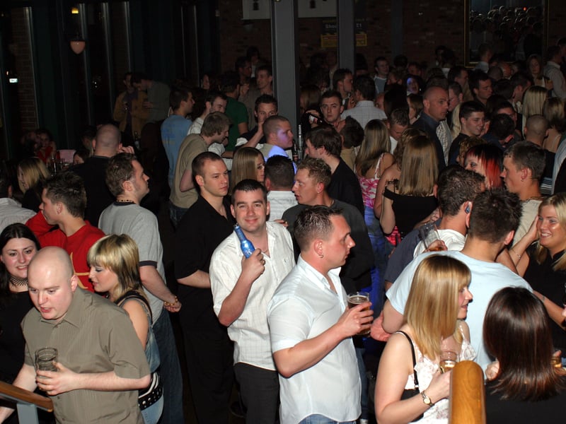 Good times at Varsity bar, West Street, Sheffield, in 2004