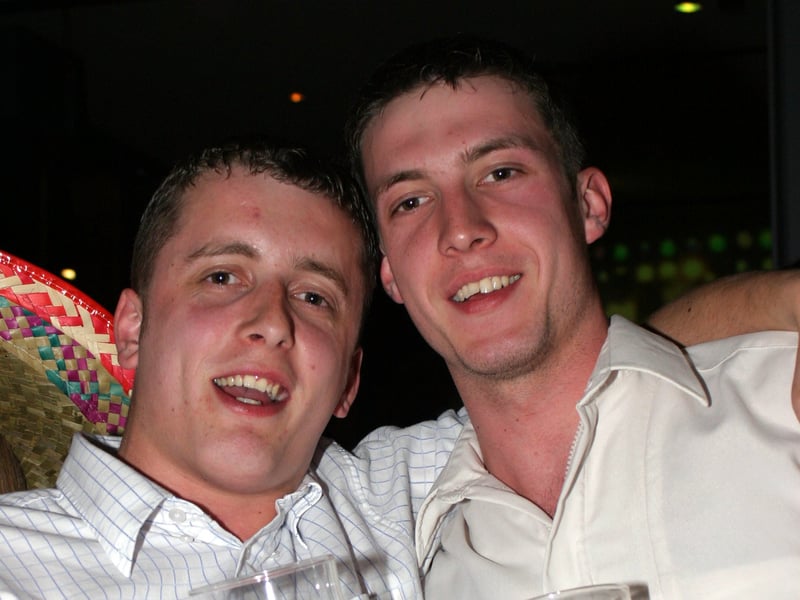 Liam and Dean at Varsity bar, West Street, Sheffield, in 2004