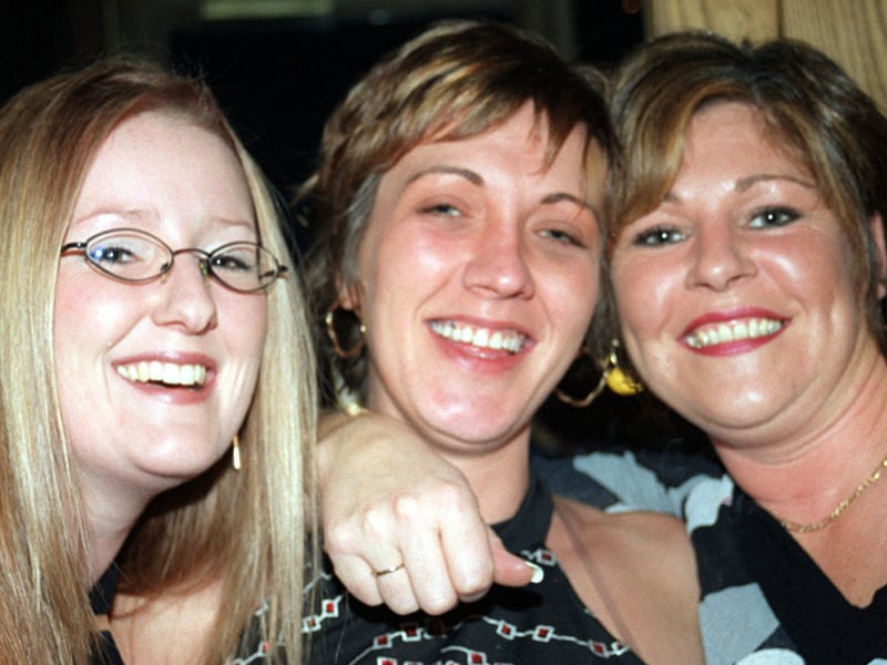 Jenny Trickett, Kelly Armitage and Bev Butt at Varsity bar, West Street, Sheffield, in 2003