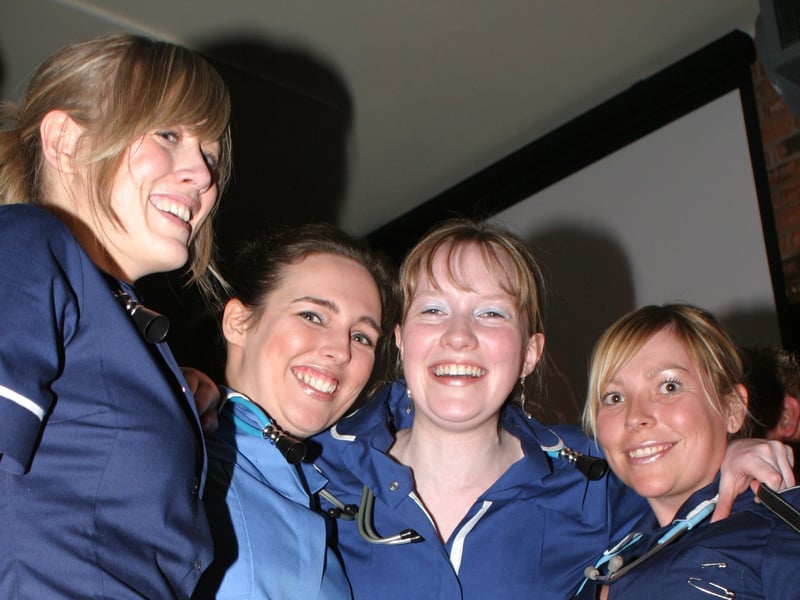 Stephanie, Jackie, Rachel and Sarah at Varsity bar, West Street, Sheffield, in 2004